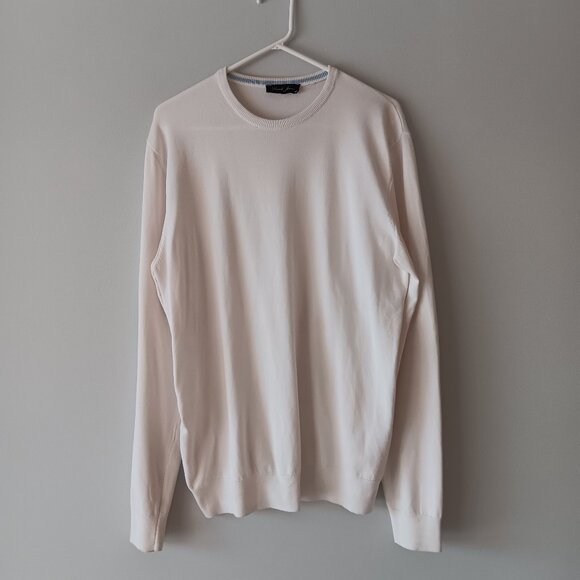 Liwali Jeans Crewneck Long-Sleeved Regular Fit Lightweight Sweater White 3XL